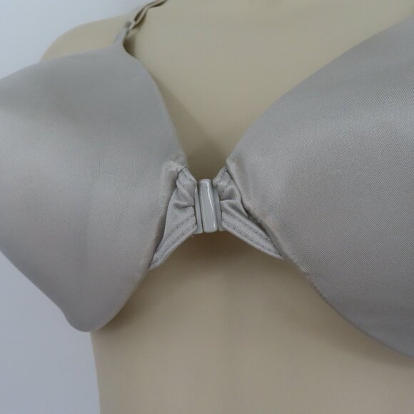 Maidenform 40D Bra Solid Gray Front Closure Underwire Lined SE6690 Lace Accent - Picture 3 of 12